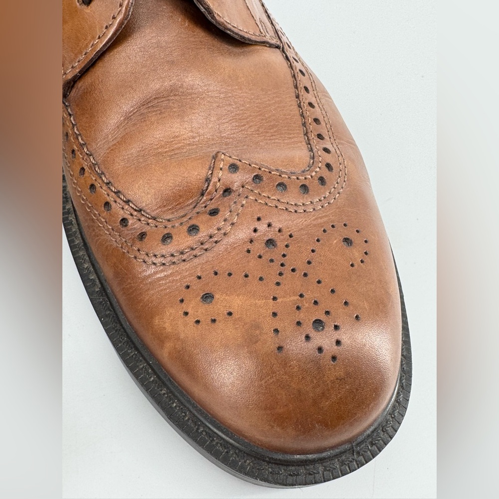 Ecco Mens Brogue Dress Shoes Brown Lace Up Low Top - Picture 11 of 11